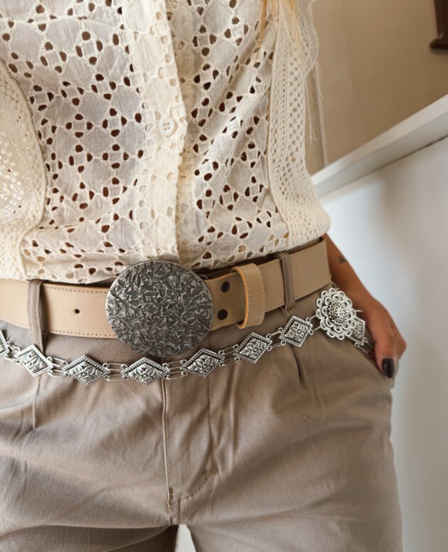 CINTO METALIZADO ROMBOS PLATEADO