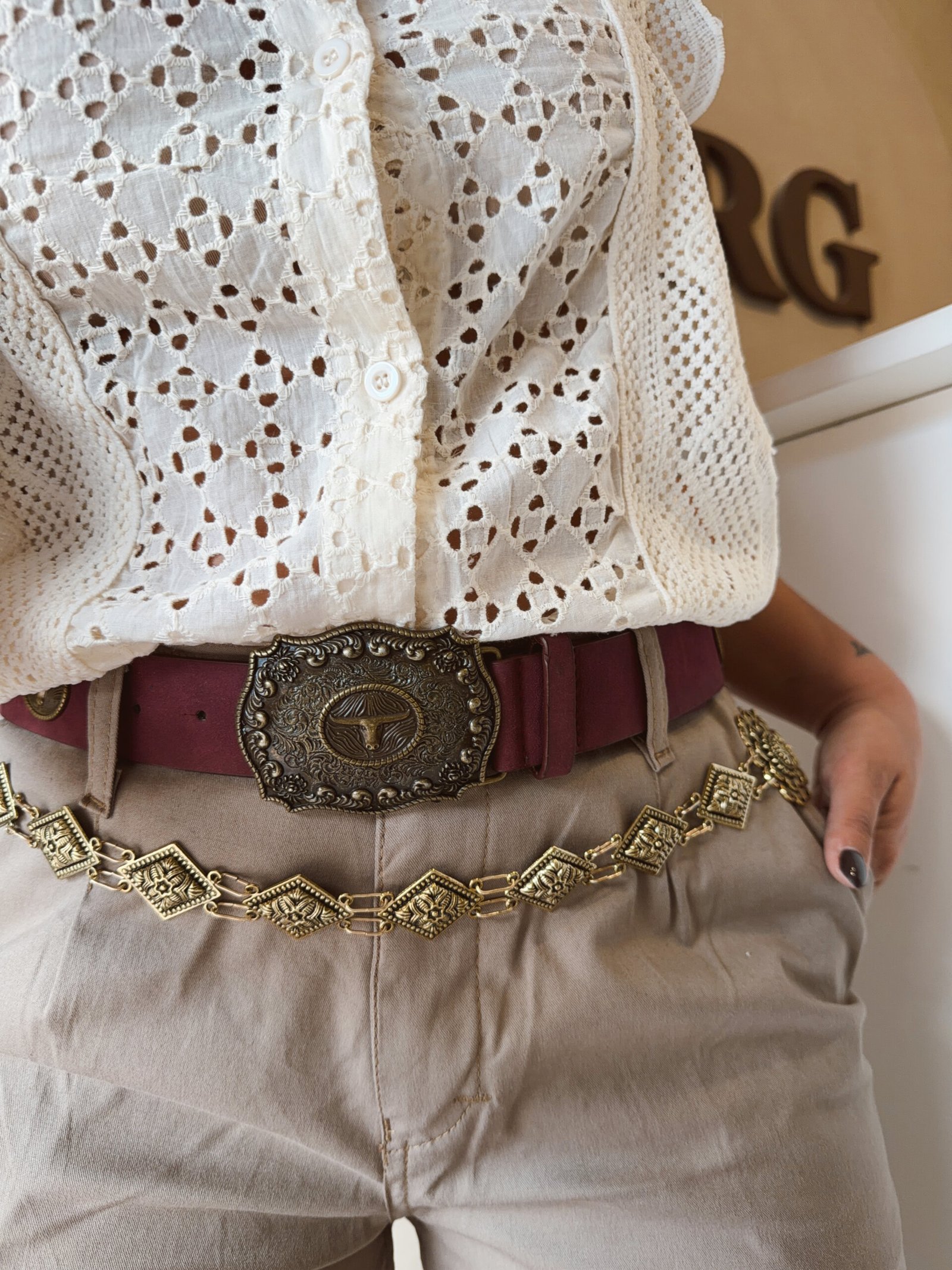 CINTO METALIZADO ROMBOS DORADO - Image 3