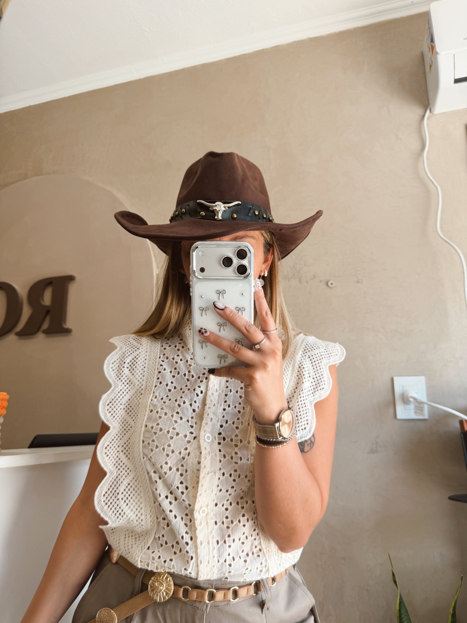 SOMBRERO GAMUZADO CINTA ECOCUERO TORO, CHOCOLATE - Image 2