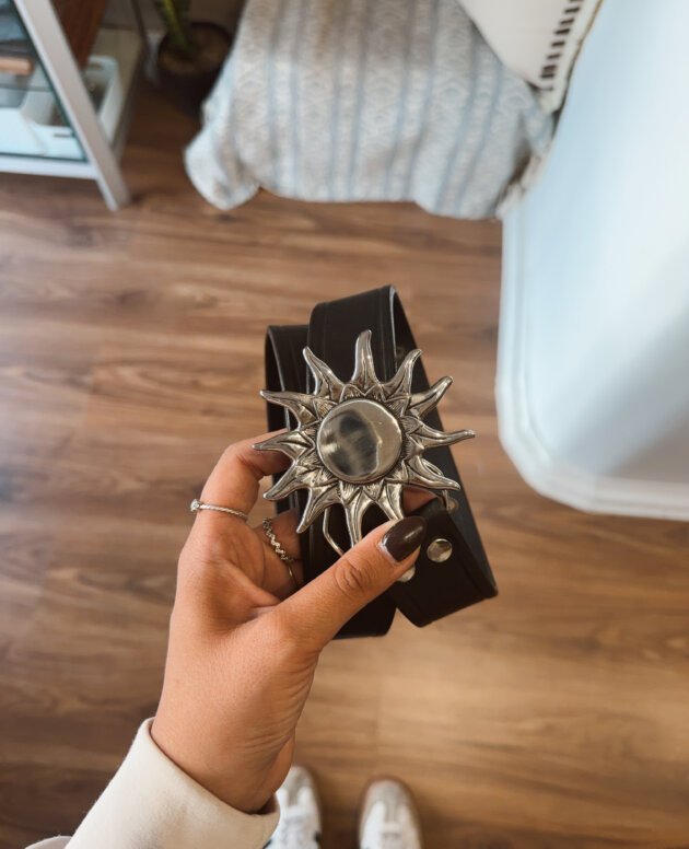 CINTO SOL LISO CUERO NEGRO