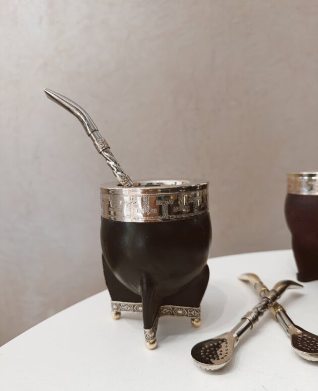 MATE IMPERIAL CALABAZA ALPACA CON BASE DE BOLITAS DE BRONCE