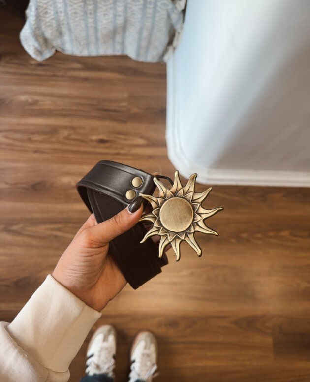 CINTO SOL LISO CUERO MARRON