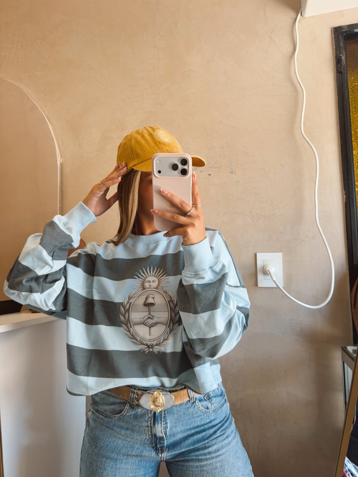 BUZO ESCUDO NACIONAL CELESTE Y GRIS