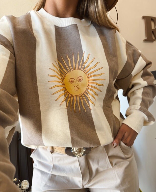 BUZO RAYADO SOL BEIGE NATURAL