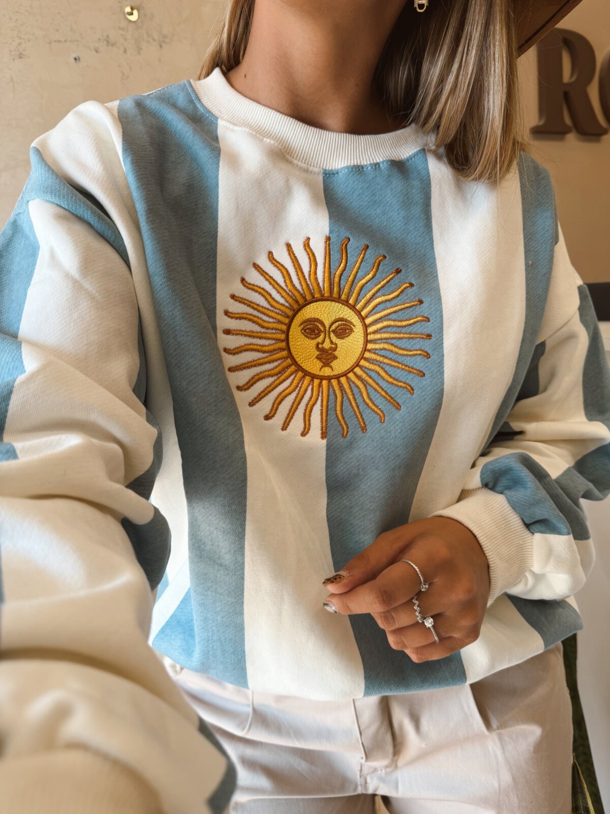 BUZO RAYAS VERTICAL SOL BORDADO