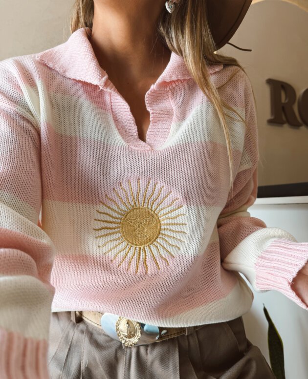 SW SOL DE MAYO RAYADO ROSA Y NATURAL