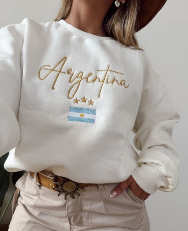 BUZO ARGENTINA BORDADO FRISA